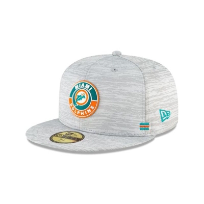 Miami Dolphins Gorra | New Era NFL Fall Sideline Historic 59fifty Fitted Cap Mexico - Grises